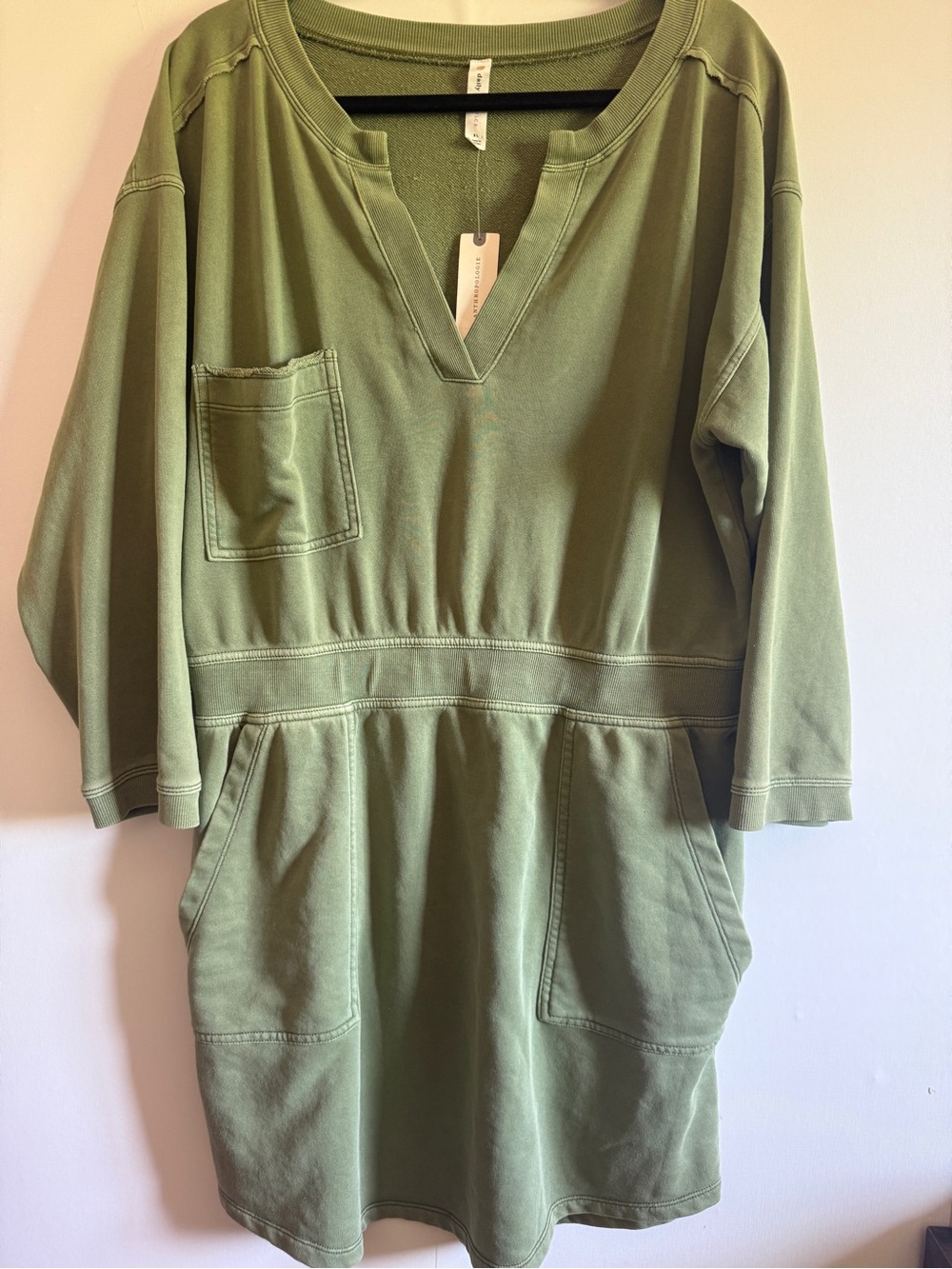 Anthropologie Daily Practice Sweatshirt Dress XL NWT Moss Green Lounge Dress